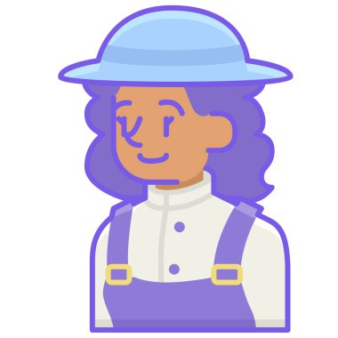 Beyaz arkaplanda çiftçi kadın simgesi