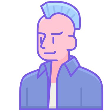 punk man avatar çizgi film karakter vektör çizimi tasarımı