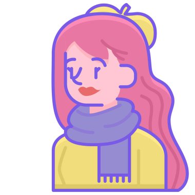 kız ikon vektör illüstrasyonu