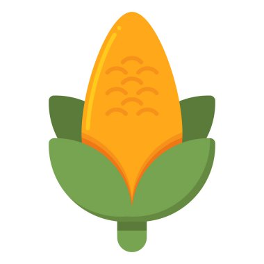 Beyaz arkaplan, vektör, illüstrasyon üzerinde izole mısır düz simgesi