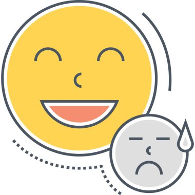 Beyaz arkaplanda duygu yüz simgesi 