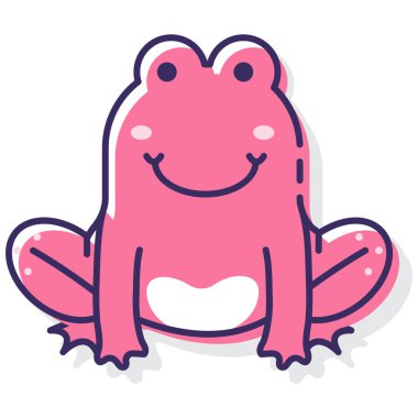 Şirin pembe kurbağanın vektör çizimi