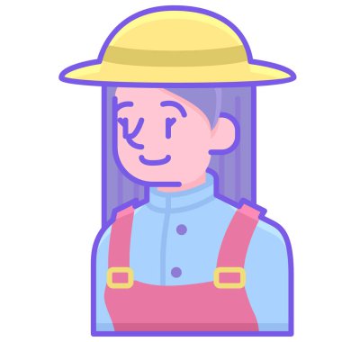 Düz dizaynlı çiftçi kadın simgesi