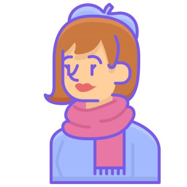 Genç kız avatar karakter vektör illüstrasyonu