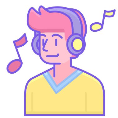 müzik çocuğu simgesi, modern tasarım illüstrasyonu