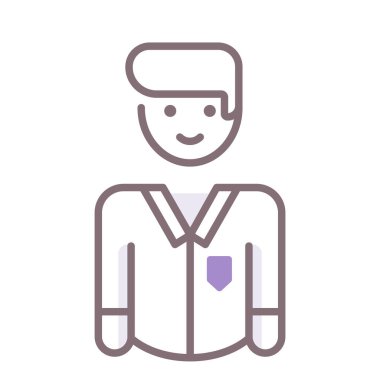 Okul Üniforması ikon vektöründe erkek öğrenci. düz resimleme