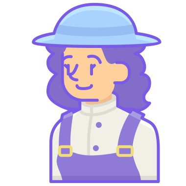 Çiftçi kadın avatar karakter vektör çizimi tasarımı