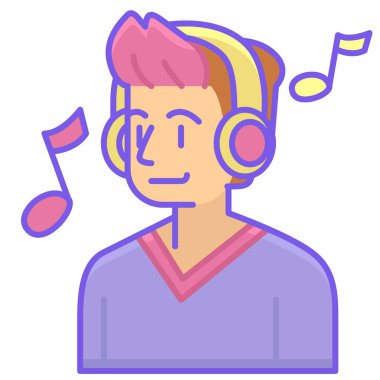 Kulaklıklı genç adam müzik dinliyor.
