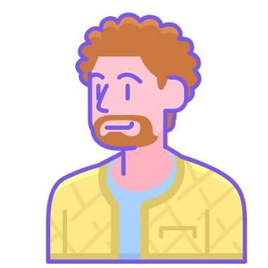 Man avatar karakteri, vektör illüstrasyonu