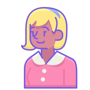 kadın avatar karikatür ikon vektör çizimi