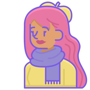 kadın avatar karakter simgesi doldurulmuş ana hatlar biçimi