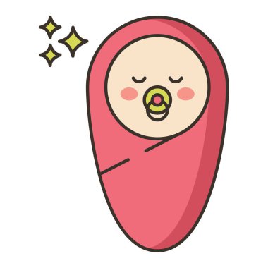 Beyaz arkaplanda yeni doğan bebek simgesi, vektör illüstrasyonu