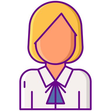 Okul Üniformalı Kadın Öğrenci simgesi - taslak biçimi