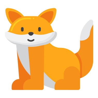Fox yassı ikon vektör çizimi