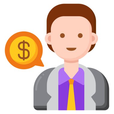 Finansal Erkek Danışman simgesi beyaz arkaplanda izole edildi