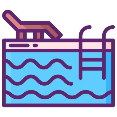 Yüzme Havuzu simgesi basit illüstrasyon