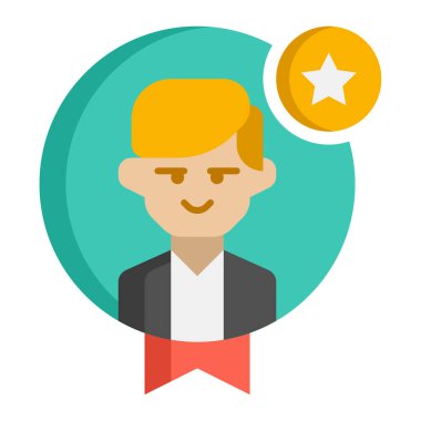 Yılın çalışanı düz simgesi