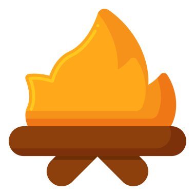 Kamp ateşi düz simgesi