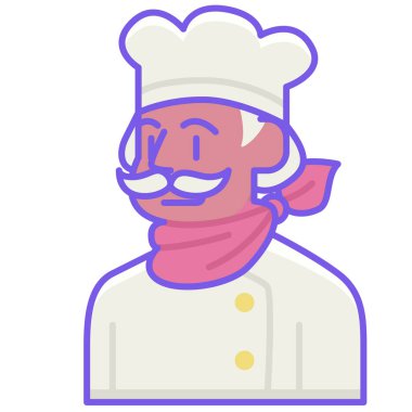 Beyaz arkaplanda izole edilmiş erkek şef simgesi