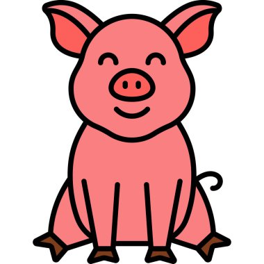 sevimli domuz çizgi film simgesi