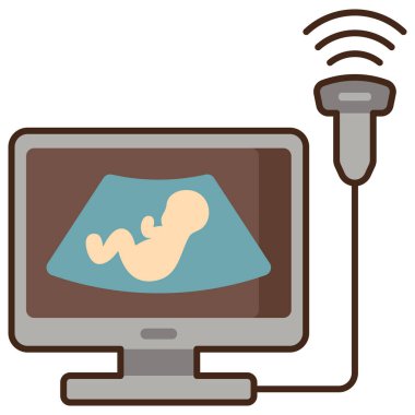 hamilelik ve ultrason vektör çizimi