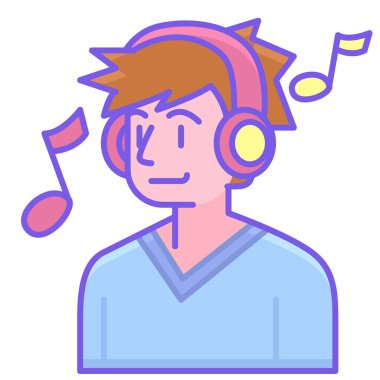 Kulaklıklı müzik adamı vektör illüstrasyon tasarımı