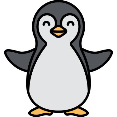 karikatür pengueni, illüstrasyon, beyaz arkaplanda vektör.