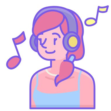 müzik kızı simgesi basit illüstrasyon