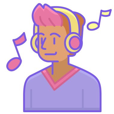 Kulaklıklı adam müzik ikonu dinliyor