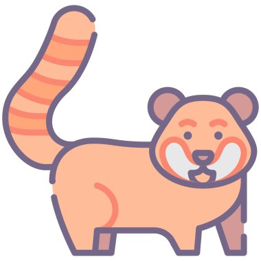 Red panda icon in flat style clipart