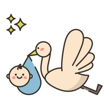 Beyaz arkaplanda Leylek Çocuk simgesi