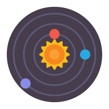 Güneş sistemi düz simgesi