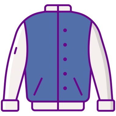 Bombacı ceketi simgesi düz tasarım, vektör illüstrasyonu