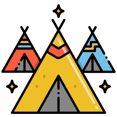 kamp çadırı simgesi dolu tasarım.