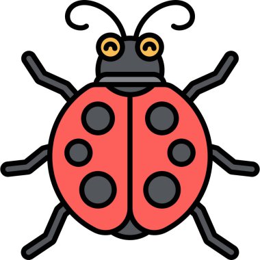 Şirin küçük uğur böceği. Basit resimleme