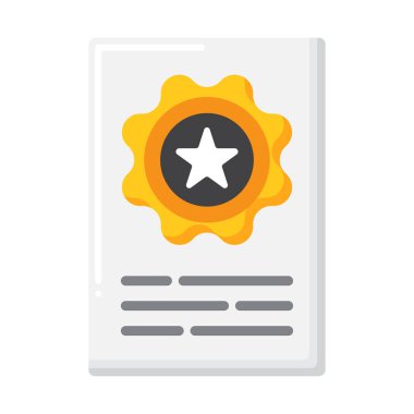 Sertifika vektörü düz renk simgesi