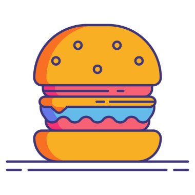 Hamburger ikonu vektör illüstrasyonu