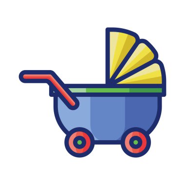 Stroller düz simgesi, vektör, illüstrasyon