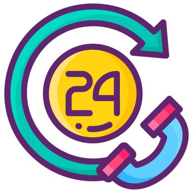 24 saat hizmet simgesi tasarımı. vektör illüstrasyonu