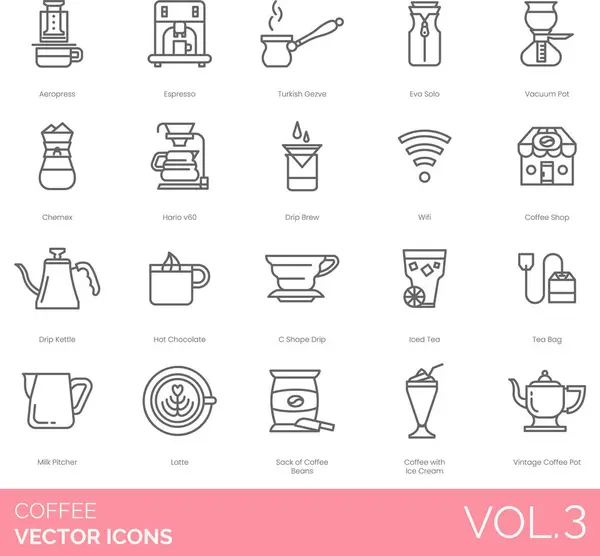 Coffee Including Aeropress Biscuit Bottle Water Shape Drip Chemex Chocolate Vector Graphics