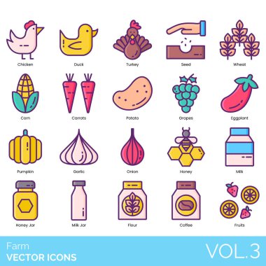 Çiftlik ağları simgeleri, hazır. vektör illüstrasyonu 