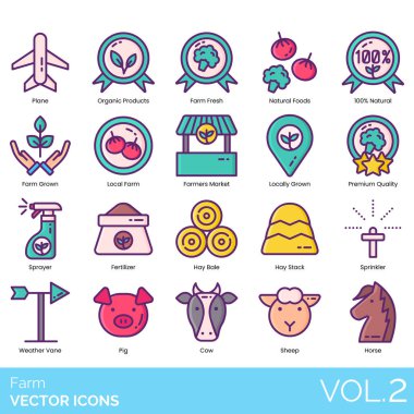 Farm web icons, set. vector illustration  clipart