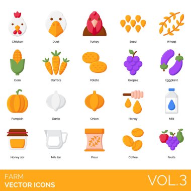 Çiftlik ağları simgeleri, hazır. vektör illüstrasyonu 