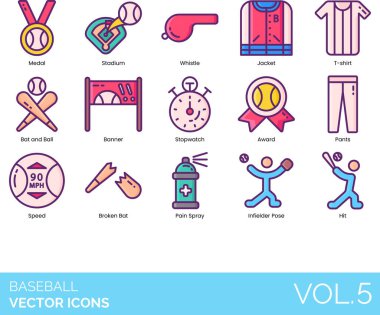 Beyzbol vektör simgeleri, vektör illüstrasyonu 