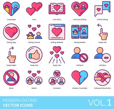 Modern Tarih Simgeleri koleksiyon vektör çizimi