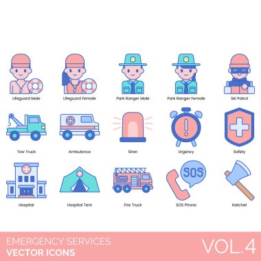 Acil Servis Simgeleri vektör illüstrasyonunu ayarladı