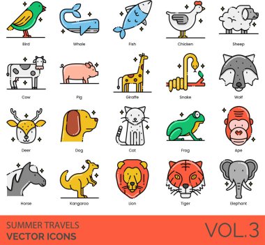 Hava, Karınca, Maymun, Güz, Bambu, Plaj, Ayı, Arı, Kuş, Böcek, Kelebek, Kaktüs, Kanyon, Kedi, Tavuk, Bulut, İnek, Timsah, Gün, Geyik, Çöl, Köpek, Toprak, Fil, Ateş, Balık