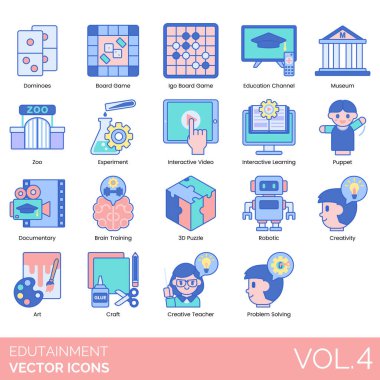 Eğitimde yaratıcılık öğrenme teknolojisini temsil eden renkli simgeler