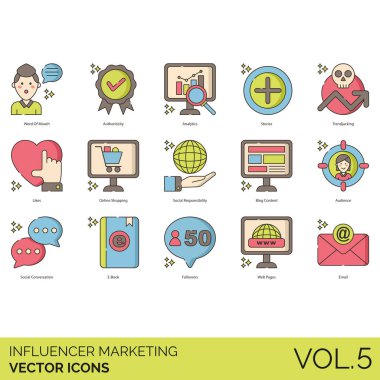 Renkli etkili pazarlama vektör simgeleri koleksiyonu