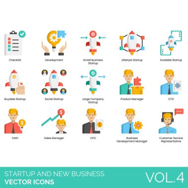 Çeşitli rolleri gösteren renkli başlangıç simgeleri